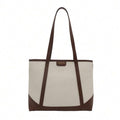 Shoulder BagAutumn Large-Capacity Tote Bag, Fashionable, Simple, Textured, Women's Commuter Shoulder Bag, Popular, Beautiful, Color-Blocking
