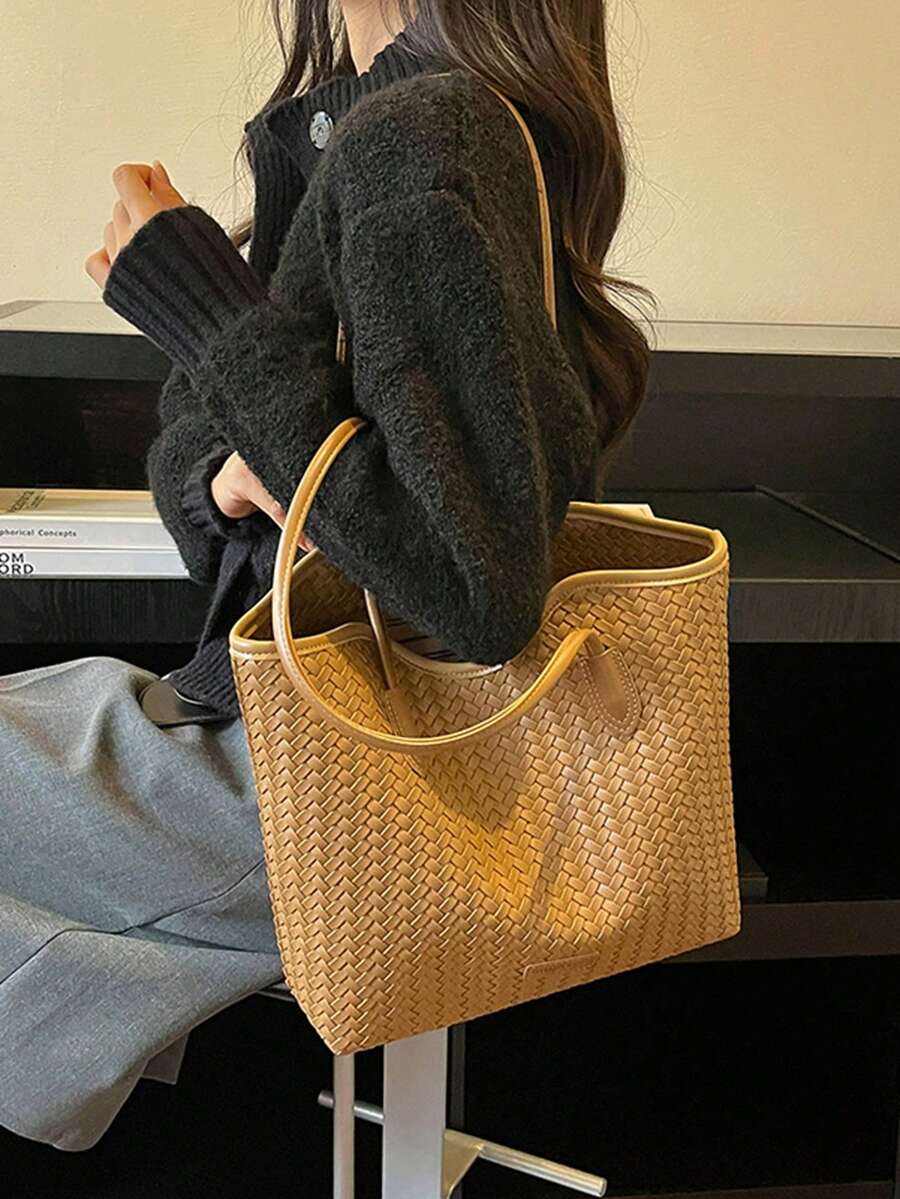 Large Capacity Summer Woven Tote Bag 2026 New Style Premium Woven Casual Minimalist Elegant Shoulder Bag