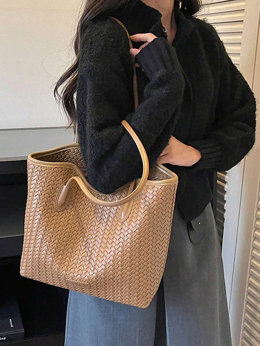 Large Capacity Summer Woven Tote Bag 2026 New Style Premium Woven Casual Minimalist Elegant Shoulder Bag