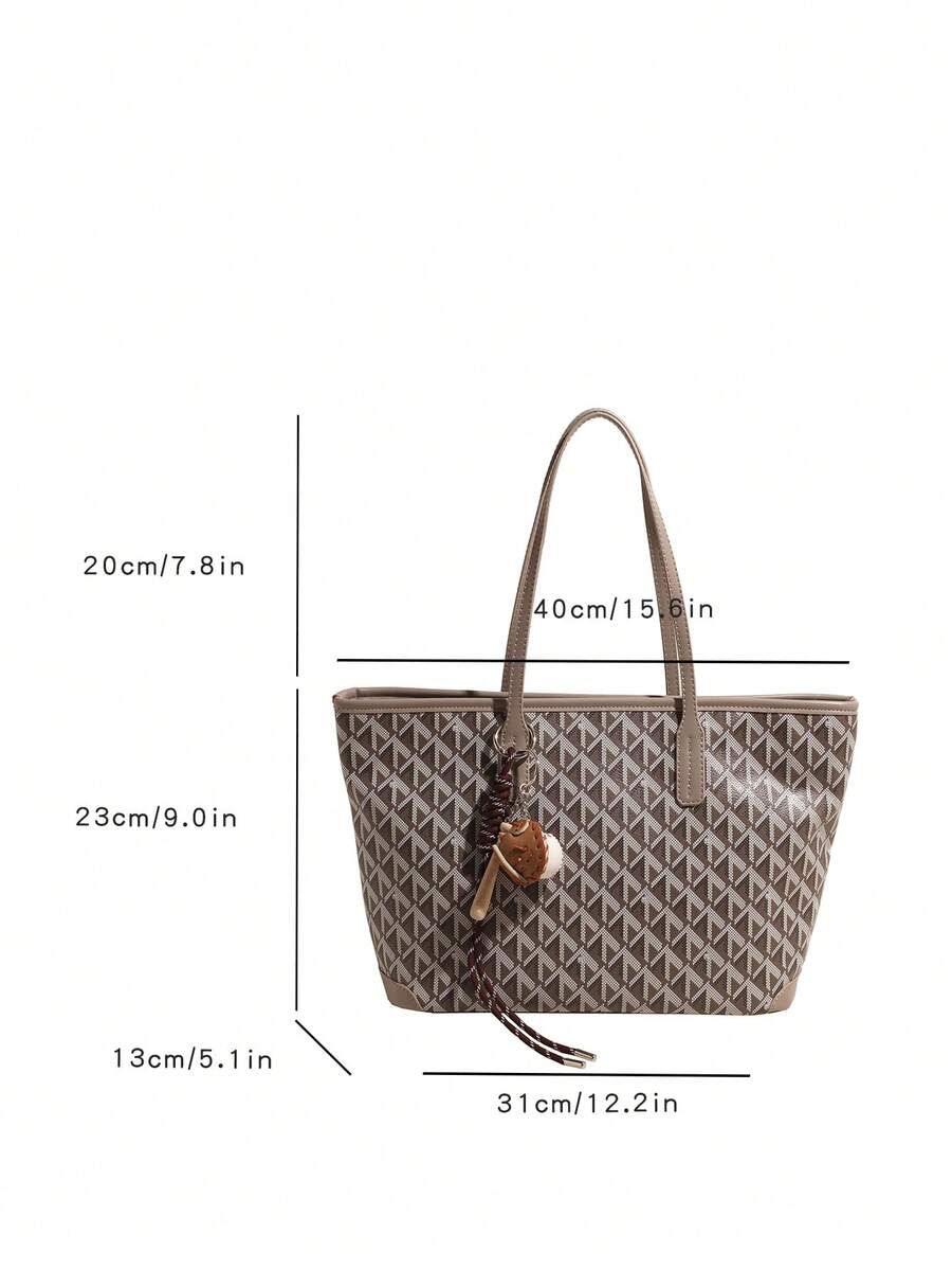 SHIMEINI 1pc New Popular Women's Large Capacity Commuter Niche Design Shoulder Bag Casual Versatile Minimalist Fashion Handbag Comfortable Fabric PU Texture Color Block Rhombus Design Zipper Closure C
