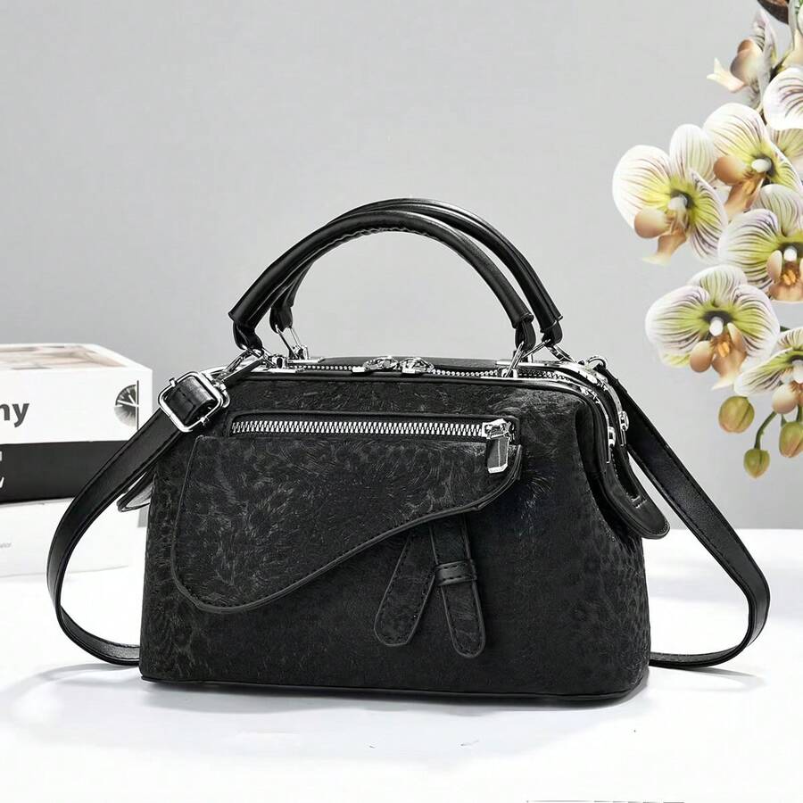 Women's Handbag, Casual Tote Bag, New Solid Color Zippered Shoulder Bag, Women's Underarm Crossbody Bag