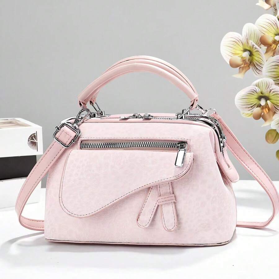 Women's Handbag, Casual Tote Bag, New Solid Color Zippered Shoulder Bag, Women's Underarm Crossbody Bag