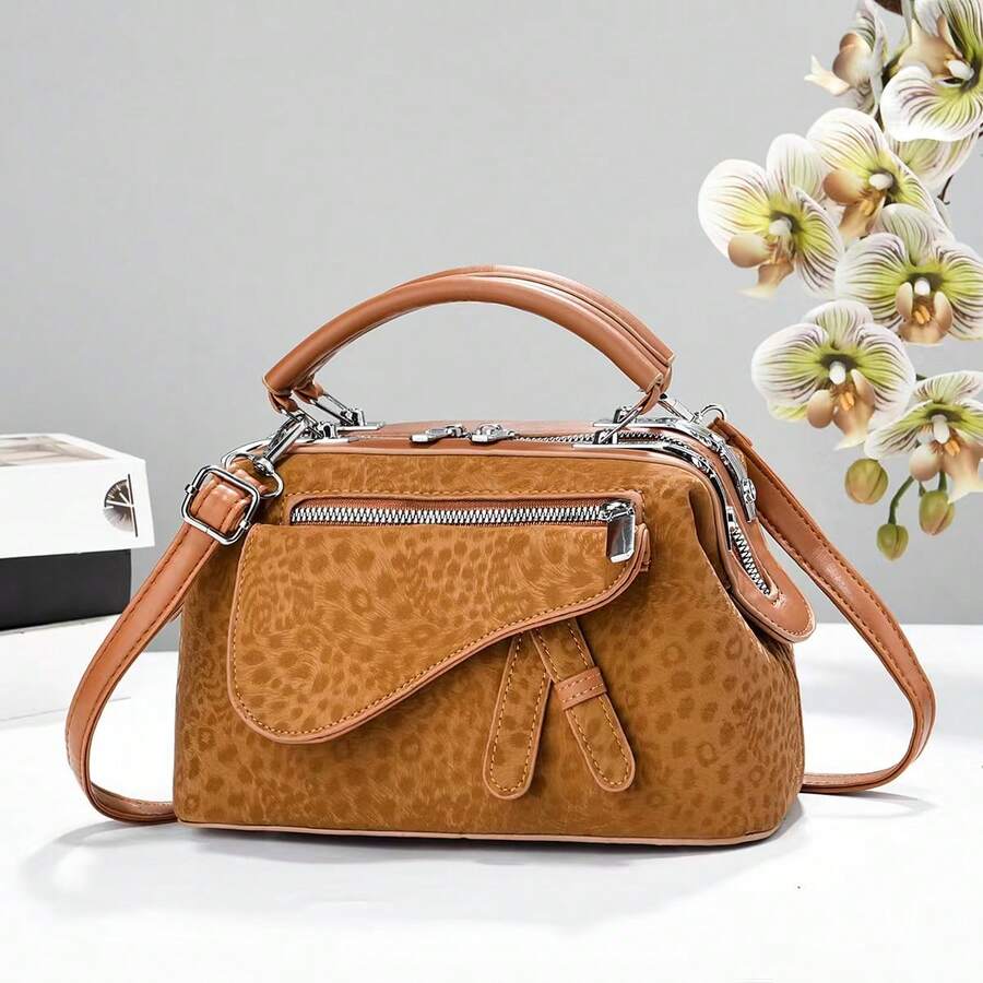 Women's Handbag, Casual Tote Bag, New Solid Color Zippered Shoulder Bag, Women's Underarm Crossbody Bag