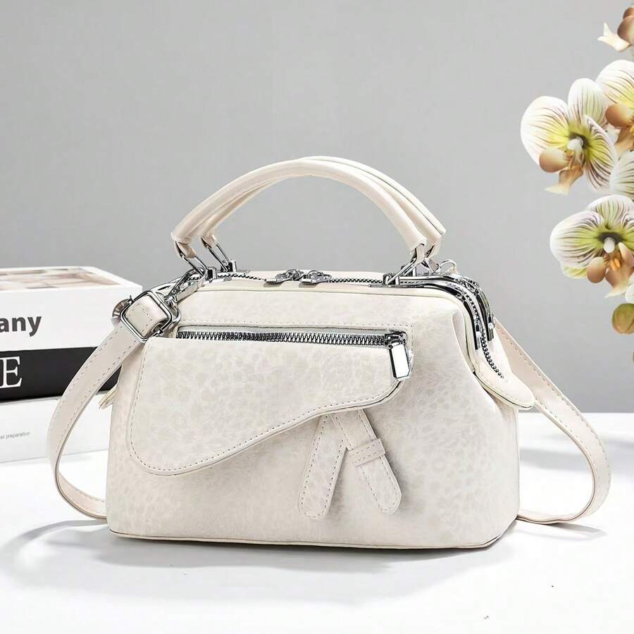 Women's Handbag, Casual Tote Bag, New Solid Color Zippered Shoulder Bag, Women's Underarm Crossbody Bag