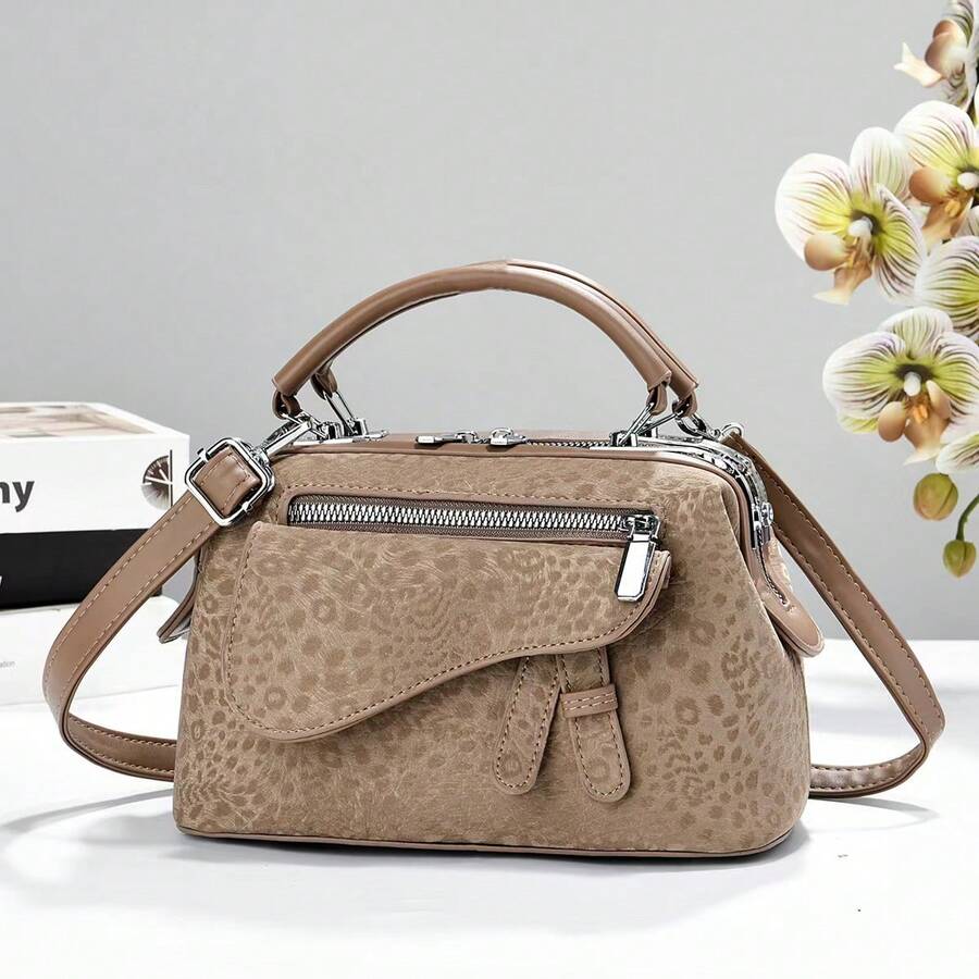 Women's Handbag, Casual Tote Bag, New Solid Color Zippered Shoulder Bag, Women's Underarm Crossbody Bag