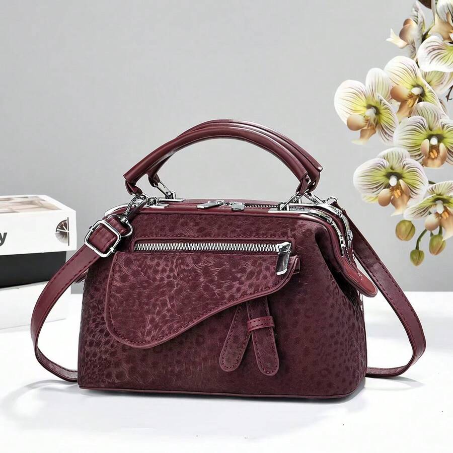 Women's Handbag, Casual Tote Bag, New Solid Color Zippered Shoulder Bag, Women's Underarm Crossbody Bag