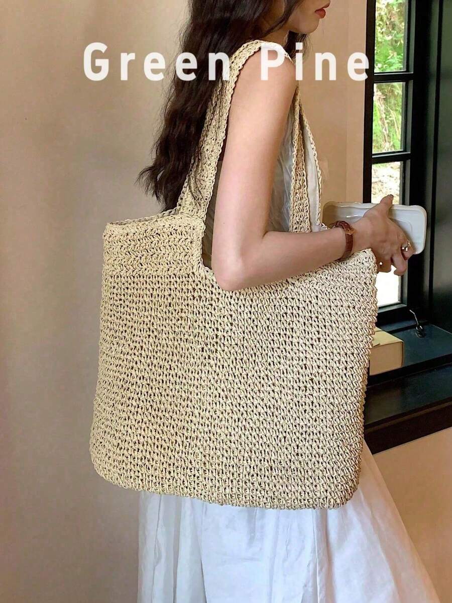 Fashionable Large Capacity Woven Tote Bag For Women, Straw Bag