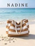 Large Capacity Beach Tote Bag Women Casual Minimalist Shopping Commuter Bag