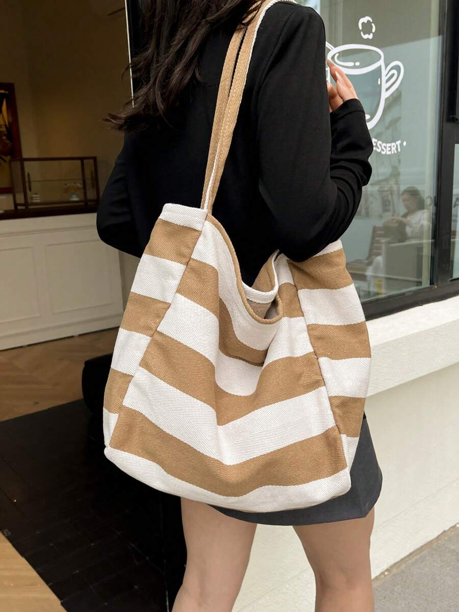 Large Capacity Beach Tote Bag Women Casual Minimalist Shopping Commuter Bag