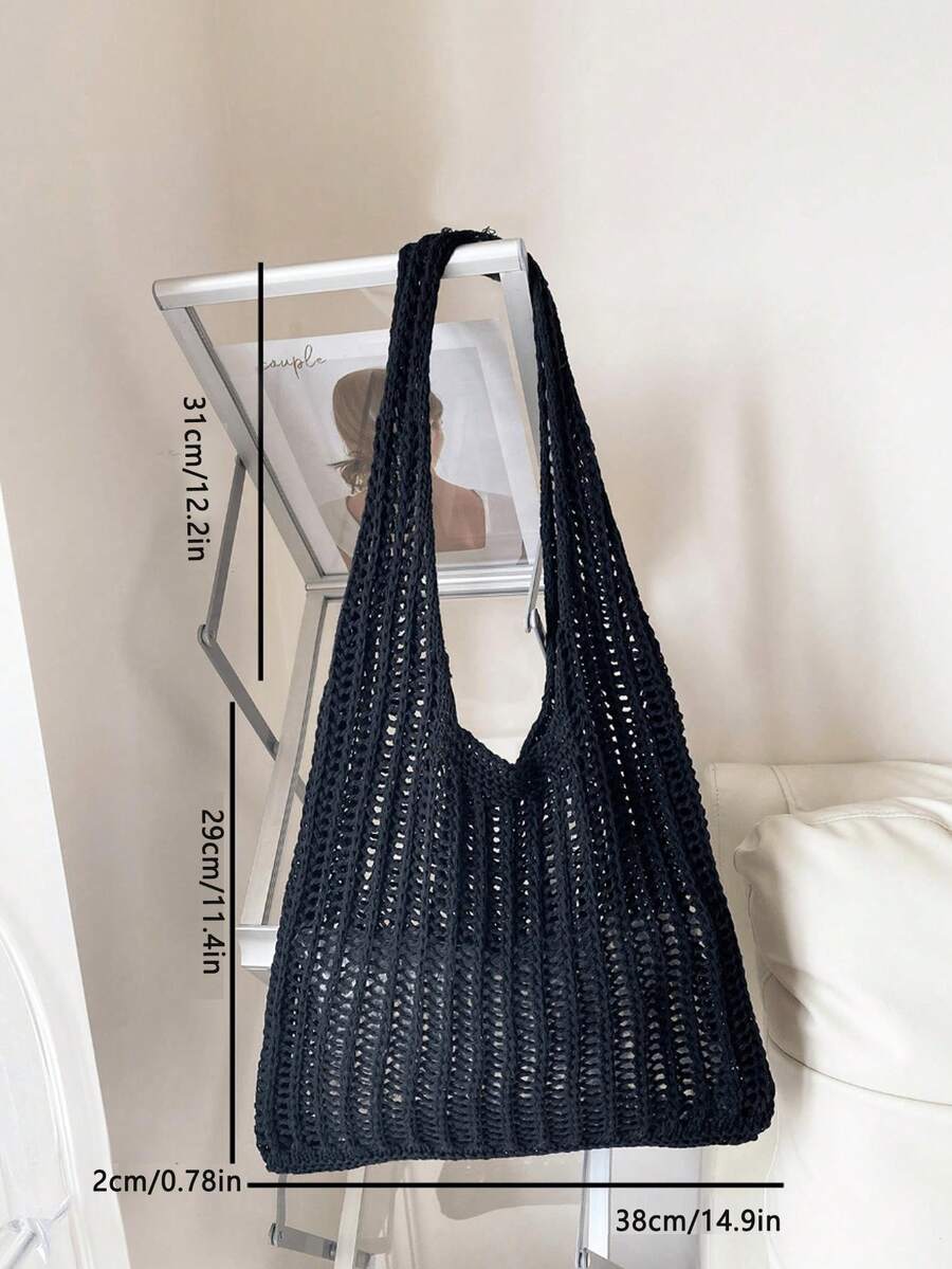ENBEI Large Capacity Vintage Beach Bag, Bohemian Beach Bag, Holiday Essential, Women's Fashion Handmade Crochet Handbag. Suitable For College Students, Back To School And Mother's Day Gifts, Beach Bag