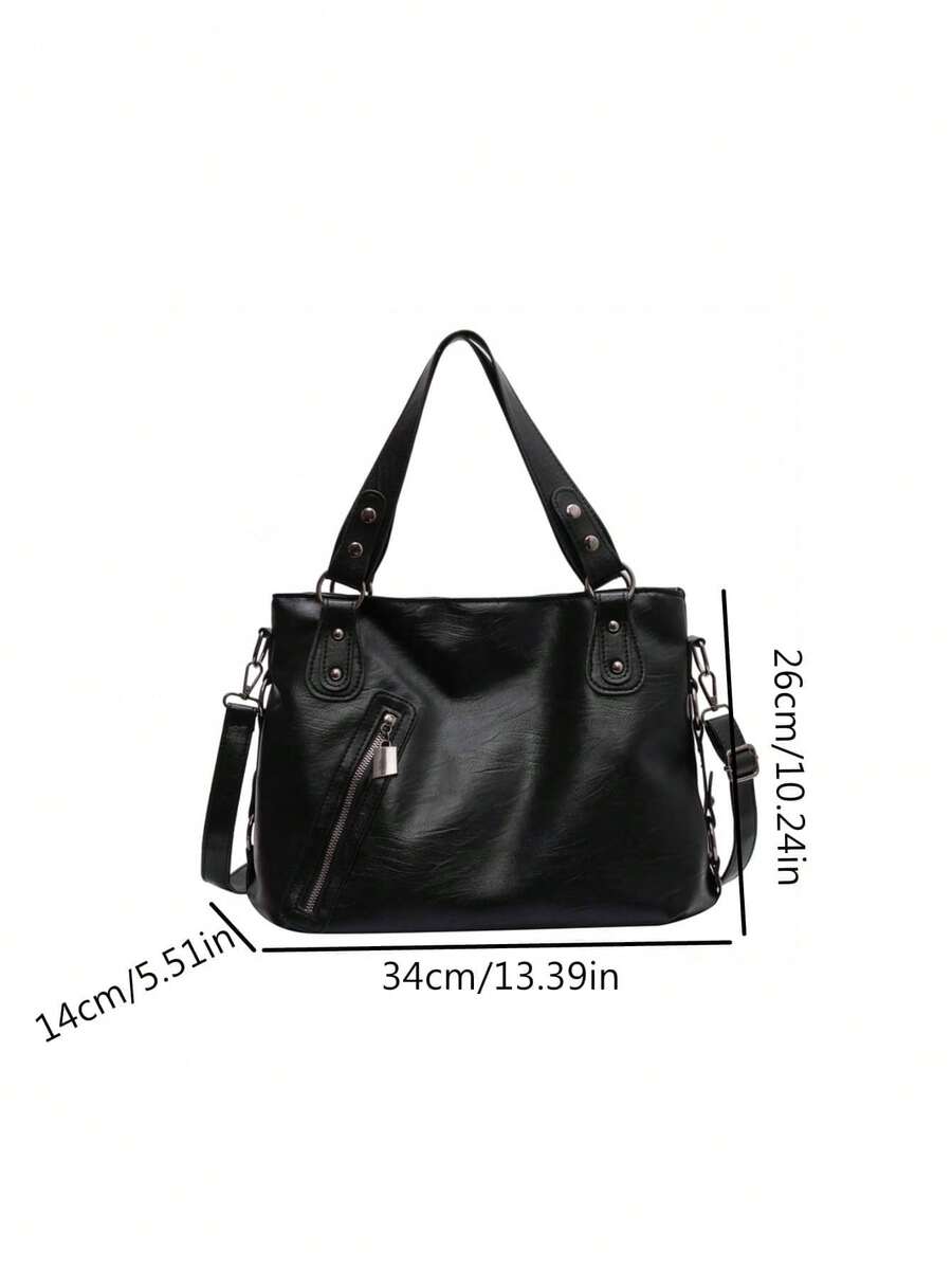 2026 New Vintage Fashion Studded Tote Bag, Large Capacity Handbag, Underarm Shoulder Bag For Office Commute