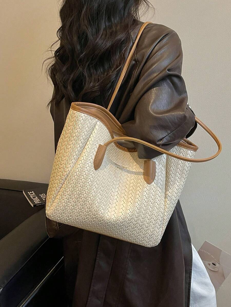 Large Capacity Summer Woven Tote Bag 2026 New Style Premium Woven Casual Minimalist Elegant Shoulder Bag