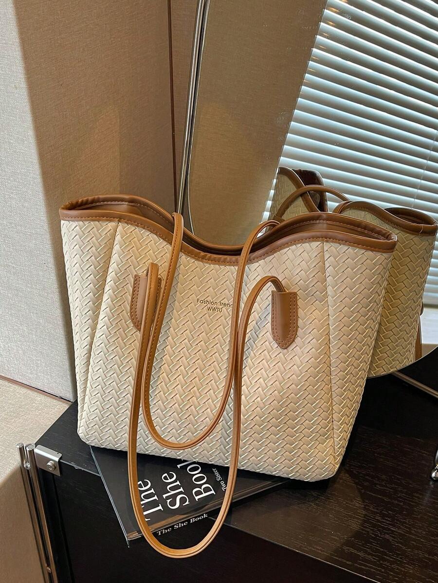 Large Capacity Summer Woven Tote Bag 2026 New Style Premium Woven Casual Minimalist Elegant Shoulder Bag