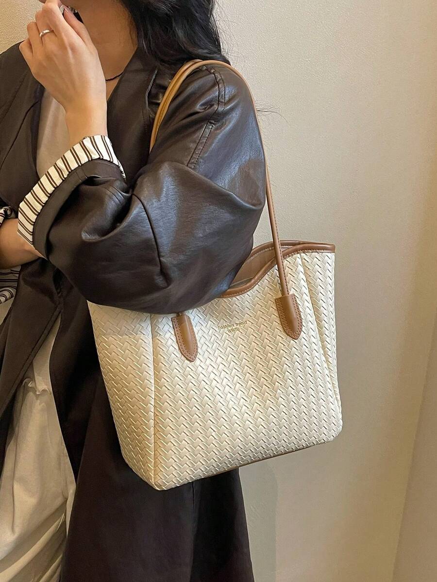 Large Capacity Summer Woven Tote Bag 2026 New Style Premium Woven Casual Minimalist Elegant Shoulder Bag