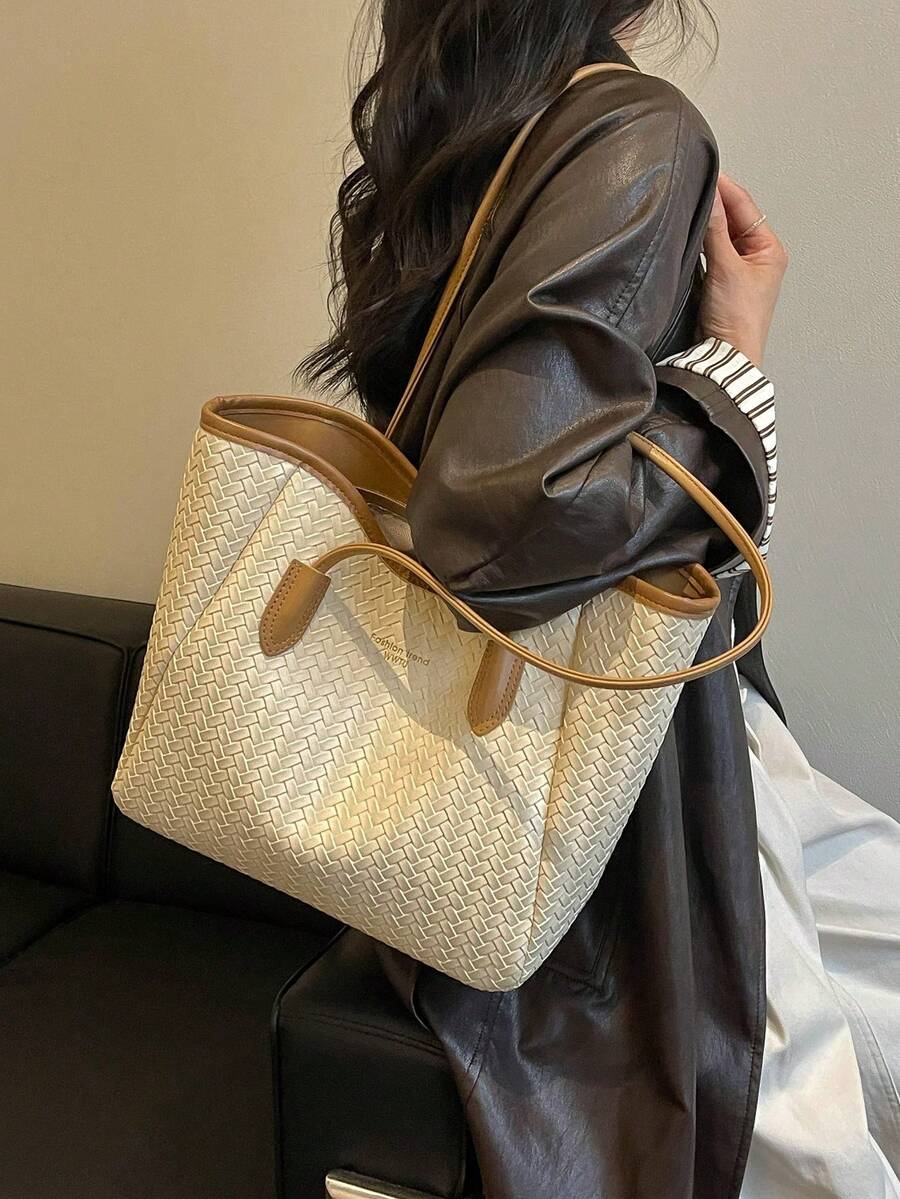 Large Capacity Summer Woven Tote Bag 2026 New Style Premium Woven Casual Minimalist Elegant Shoulder Bag