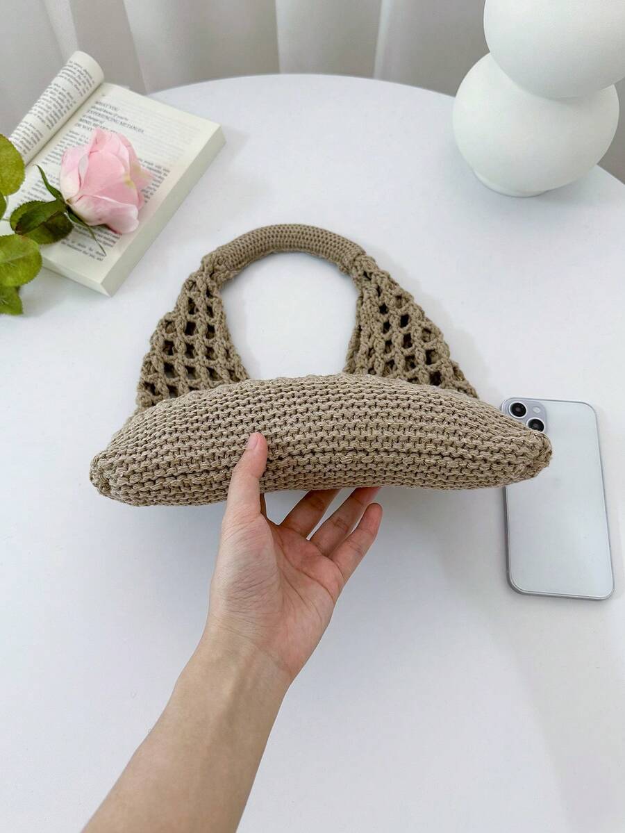 ENBEI Large Capacity Vintage Beach Bag, Bohemian Beach Bag, Holiday Essential, Women's Fashion Handmade Crochet Handbag. Suitable For College Students, Back To School And Mother's Day Gifts, Beach Bag