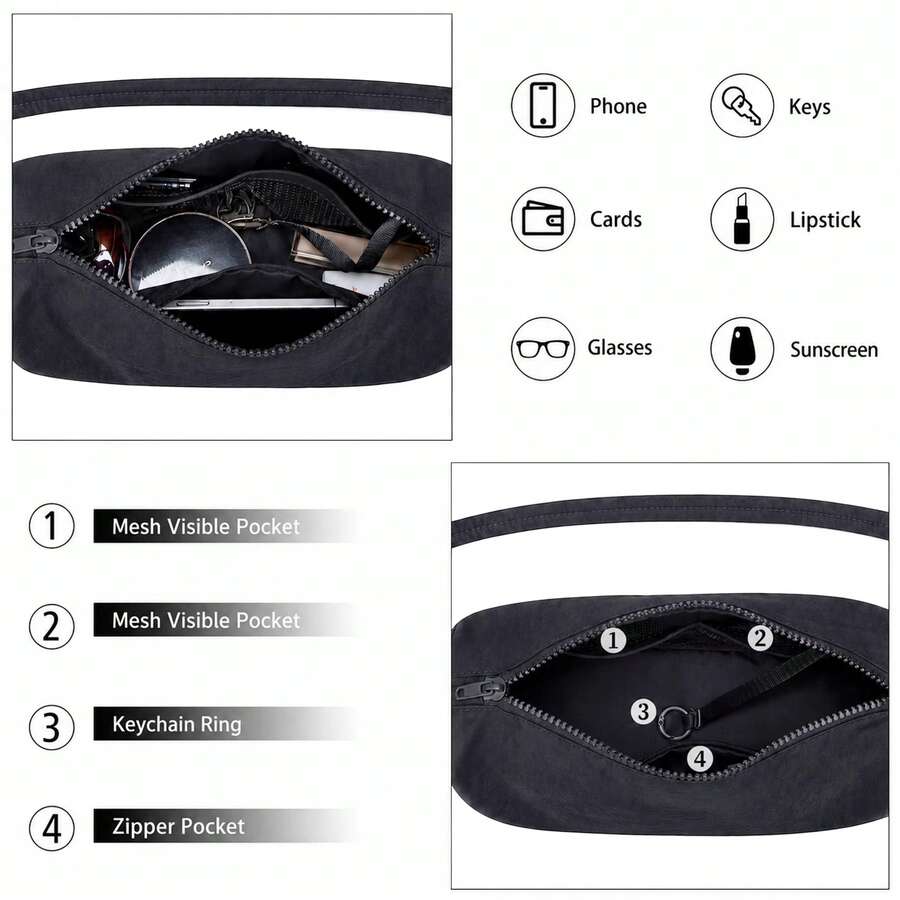 Nylon Bread Bag Fashionable Large Capacity Women's Nylon Pop Bag Commuter Shoulder Bag Shopping Crossbody Bag