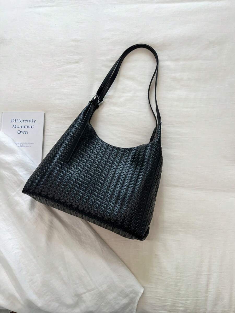 New 2026 Commuter Woven Shoulder Bag Fashion Tote Bag Minimalist Large Capacity Summer Elegant Women's Bag PU Material