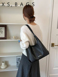 New 2026 Commuter Woven Shoulder Bag Fashion Tote Bag Minimalist Large Capacity Summer Elegant Women's Bag PU Material