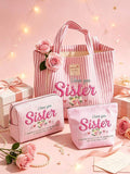 "I Love You, Sister" Vintage Striped Canvas Tote Bag