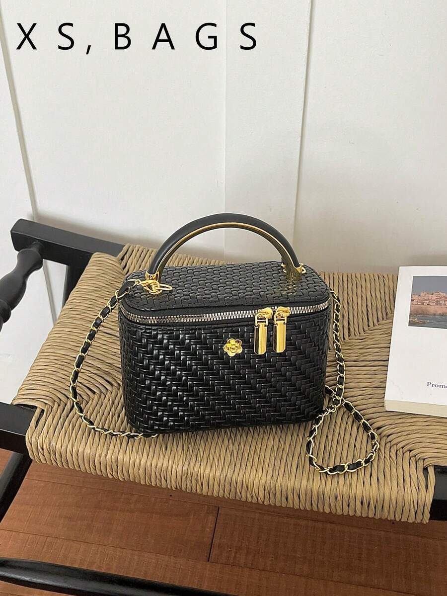 New 2026 Woven Texture Women's Fashion Small Square Handbag, Versatile Tote Bag, Commuter Crossbody Bag, Makeup Bag