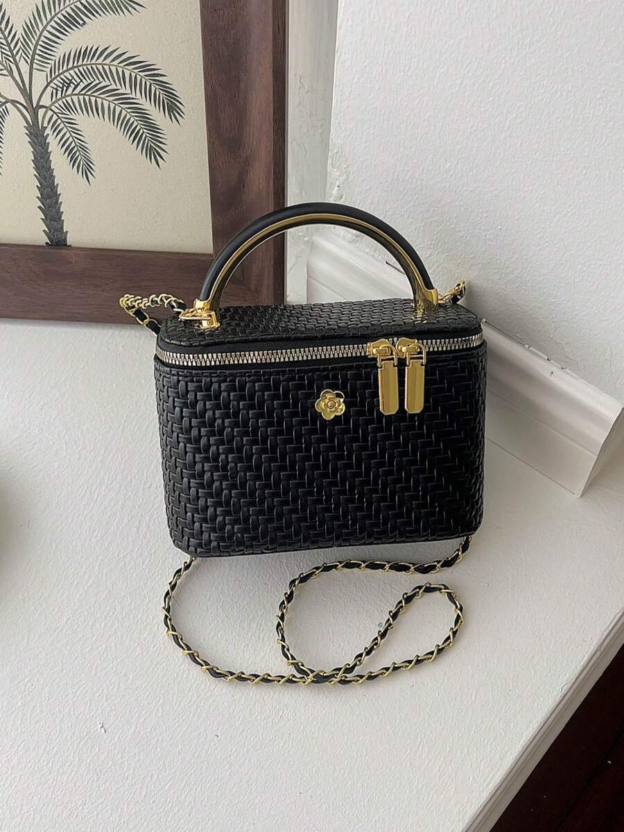 New 2026 Woven Texture Women's Fashion Small Square Handbag, Versatile Tote Bag, Commuter Crossbody Bag, Makeup Bag