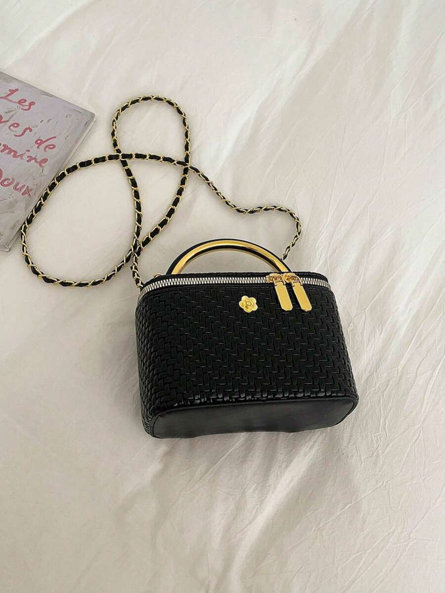 New 2026 Woven Texture Women's Fashion Small Square Handbag, Versatile Tote Bag, Commuter Crossbody Bag, Makeup Bag