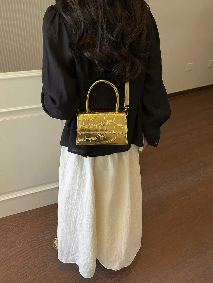 2026 New Women's Shoulder Bag, Crossbody Handbag, Small Square Tote Bag, Versatile Handheld Bag, Crocodile Pattern