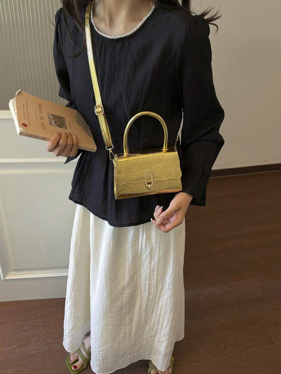 2026 New Women's Shoulder Bag, Crossbody Handbag, Small Square Tote Bag, Versatile Handheld Bag, Crocodile Pattern