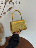 2026 New Women's Shoulder Bag, Crossbody Handbag, Small Square Tote Bag, Versatile Handheld Bag, Crocodile Pattern