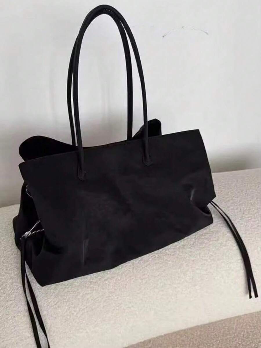 Women's Large Capacity Nylon Tote Bag, Multiple Zipper Pockets, Waterproof Shoulder Handbag, Suitable For Office Laptop, Daily Commute, Shopping