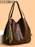 Dedoo 2026 Vintage Large Capacity Tote Bag Women's Handbag Commuter Shoulder Crossbody Bag Fashion PU Leather Large Capacity Messenger Crossbody Bag