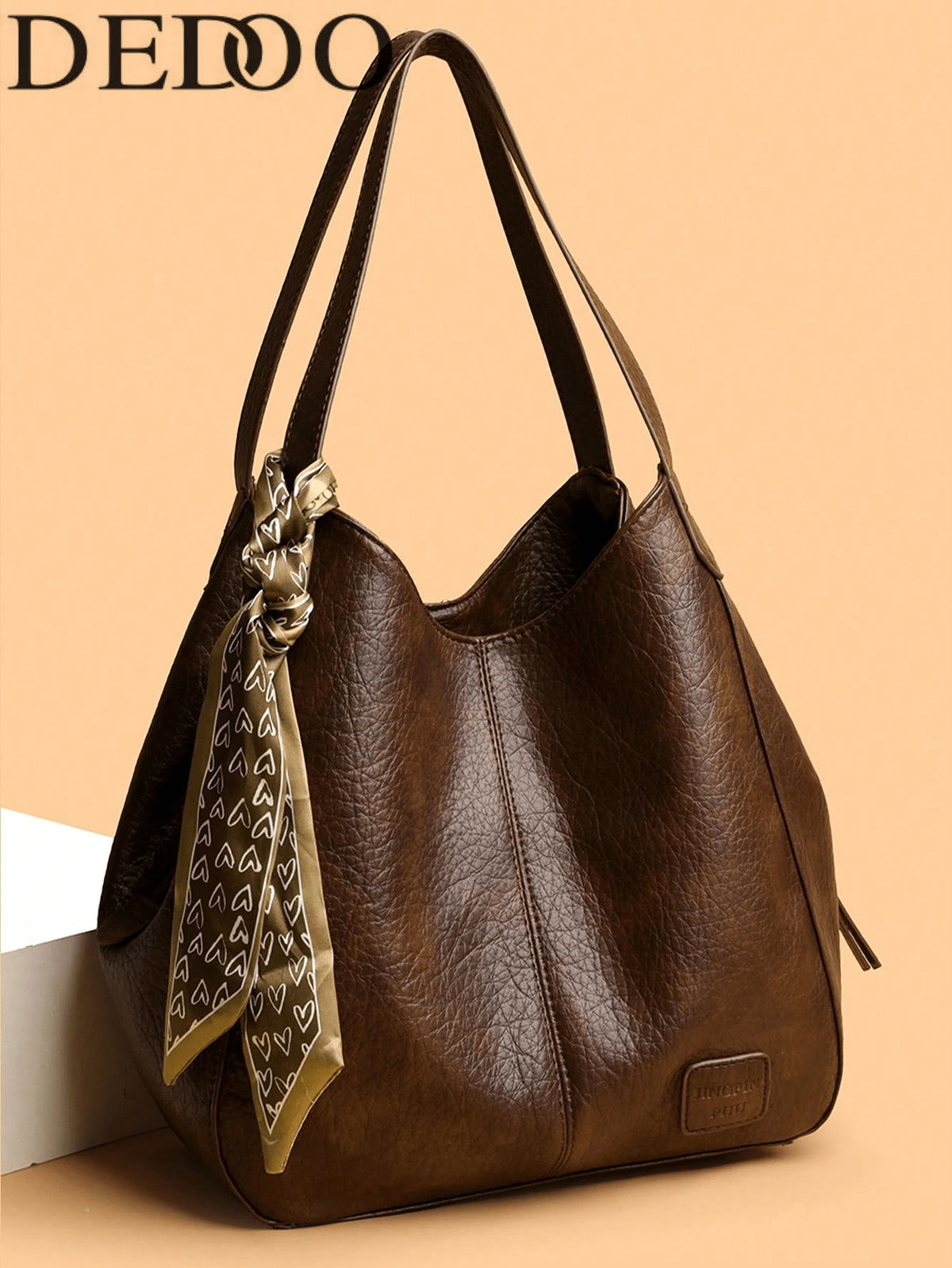 Dedoo 2026 Vintage Large Capacity Tote Bag Women's Handbag Commuter Shoulder Crossbody Bag Fashion PU Leather Large Capacity Messenger Crossbody Bag