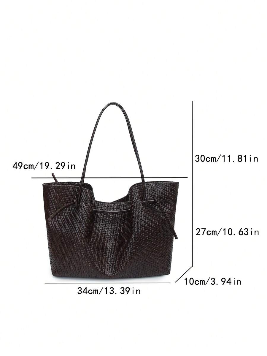 High End Atmospheric Woven PU Design Women's Tote Bag, Fashionable, Simple, Versatile, Large Capacity Storage Shoulder Bag/Commuting Bag