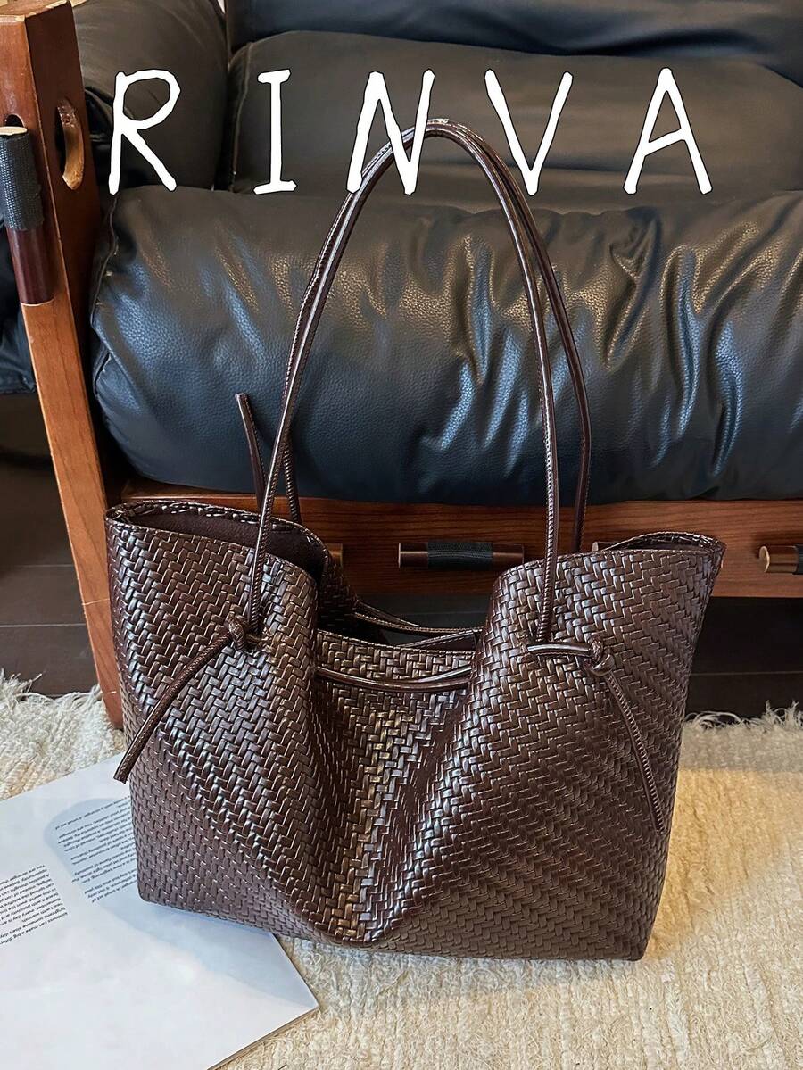 High End Atmospheric Woven PU Design Women's Tote Bag, Fashionable, Simple, Versatile, Large Capacity Storage Shoulder Bag/Commuting Bag