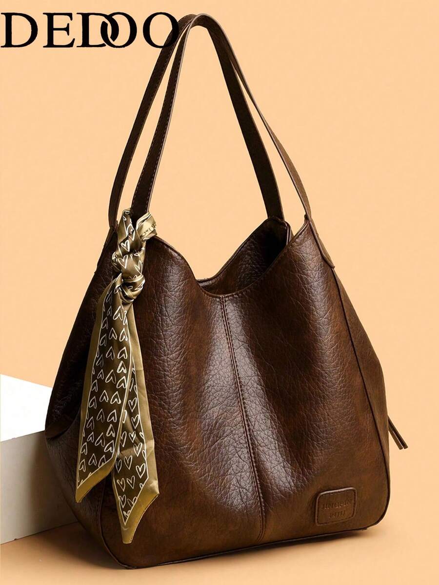 Dedoo 2026 Vintage Large Capacity Tote Bag Women's Handbag Commuter Shoulder Crossbody Bag Fashion PU Leather Large Capacity Messenger Crossbody Bag