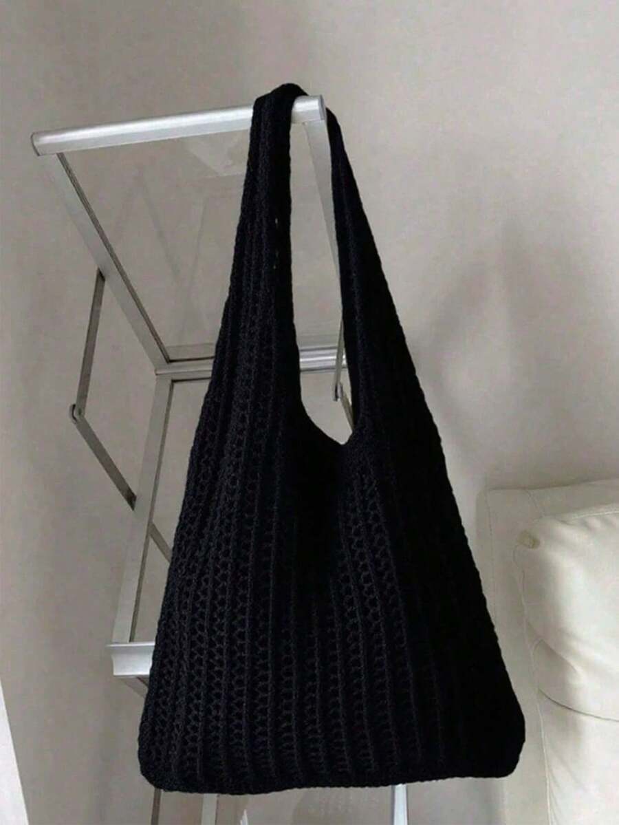 Hollow Woven Straw Bag, Bohemian Style Beach Handbag, Hollow Tote Bag, Large Capacity Shopping Beach Bag, Fashion Hollow Woven Straw Bag
