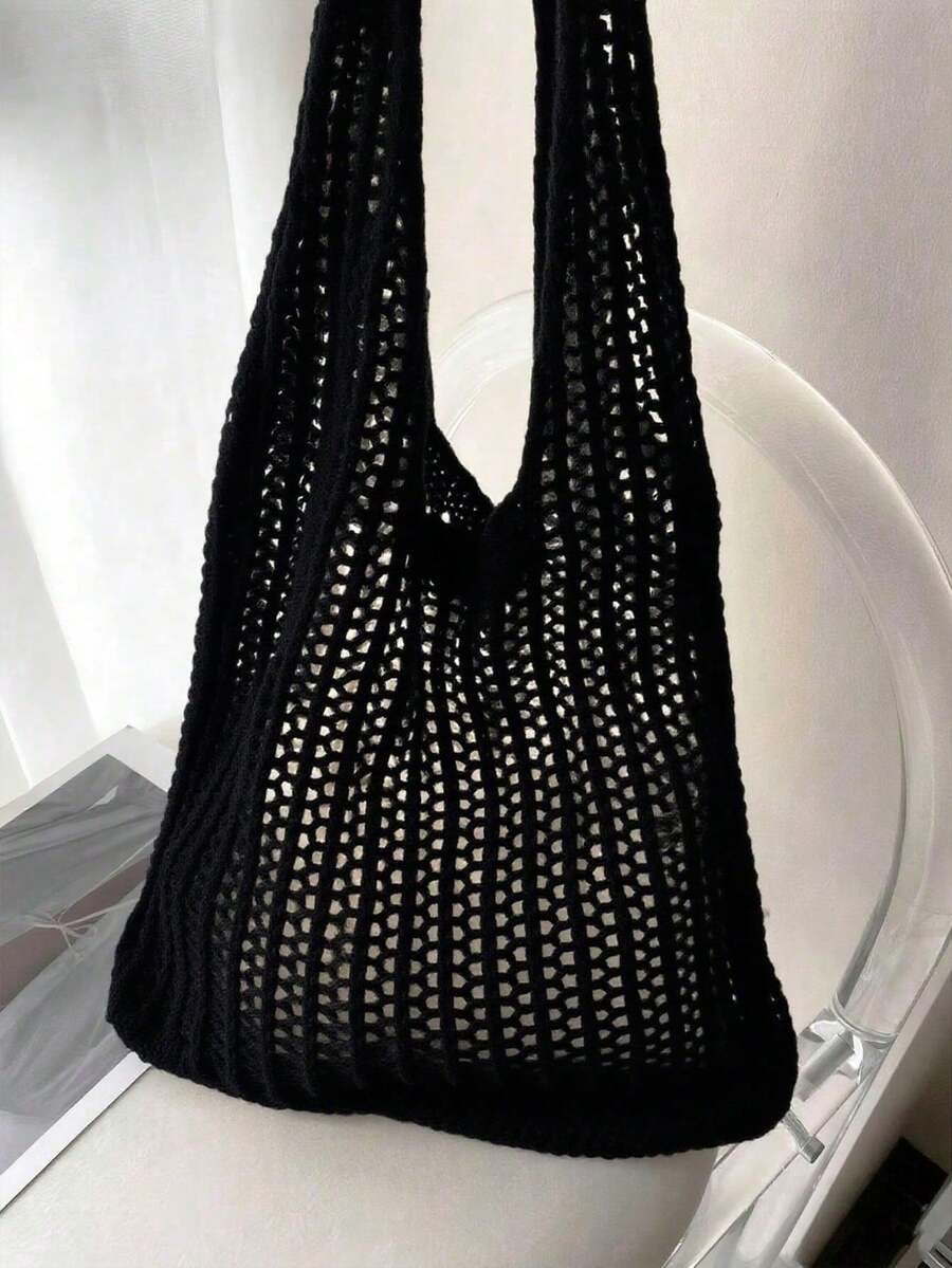 Hollow Woven Straw Bag, Bohemian Style Beach Handbag, Hollow Tote Bag, Large Capacity Shopping Beach Bag, Fashion Hollow Woven Straw Bag