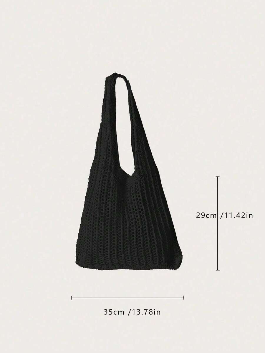 Hollow Woven Straw Bag, Bohemian Style Beach Handbag, Hollow Tote Bag, Large Capacity Shopping Beach Bag, Fashion Hollow Woven Straw Bag