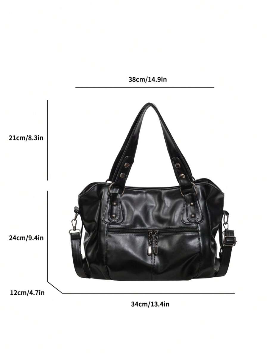 European And American Style Large Tote Bag, Soft Leather, Large Capacity, Shoulder, Crossbody, Women's Fashion Commuter Bag