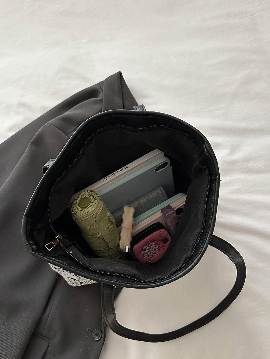Casual Large Capacity Rhombus Quilted Solid Color Bow Tote Bag 2025 New Minimalist Fashion Handbag