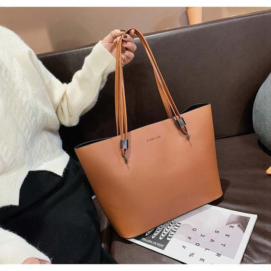 Tote Bag Large Shopping Bag For Women 21 Simple And Elegant Shoulder Bag Soft Leather Texture Commuter Tote Bag