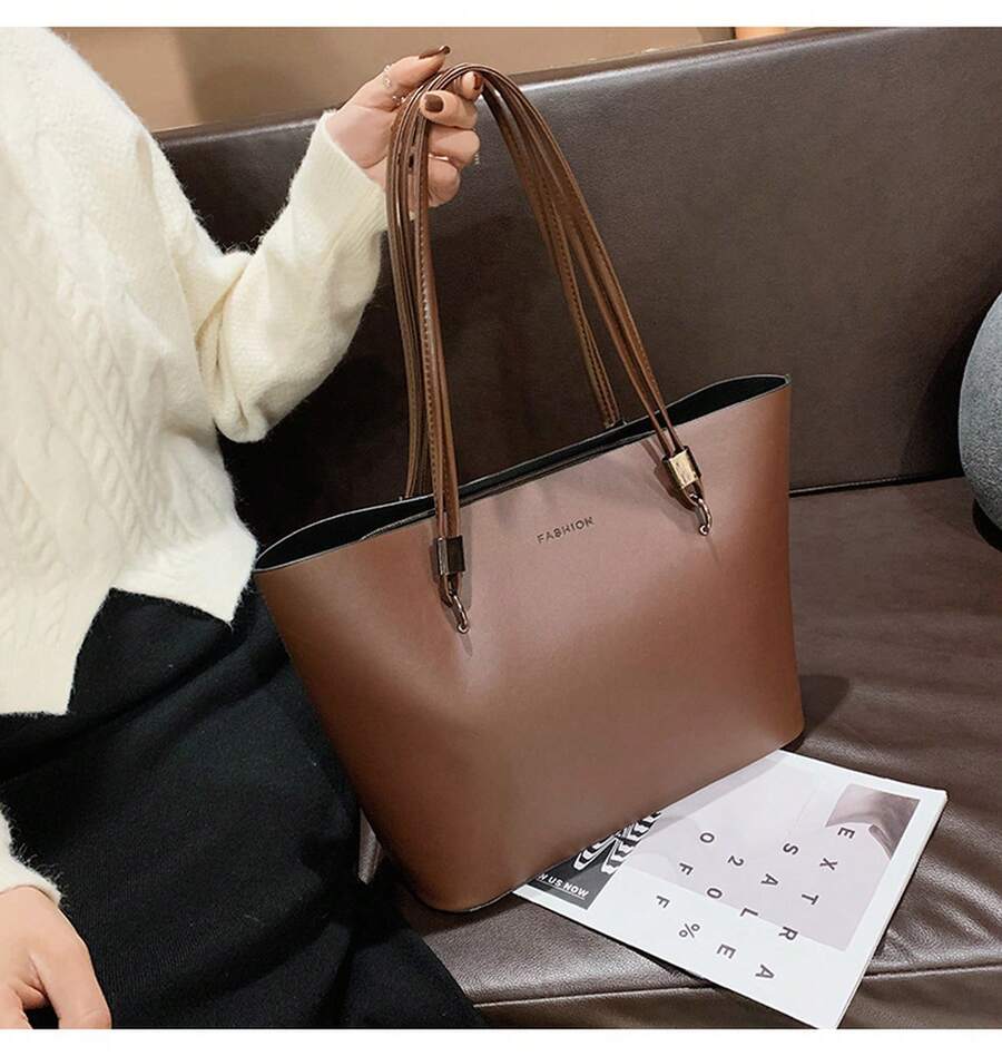 Tote Bag Large Shopping Bag For Women 21 Simple And Elegant Shoulder Bag Soft Leather Texture Commuter Tote Bag