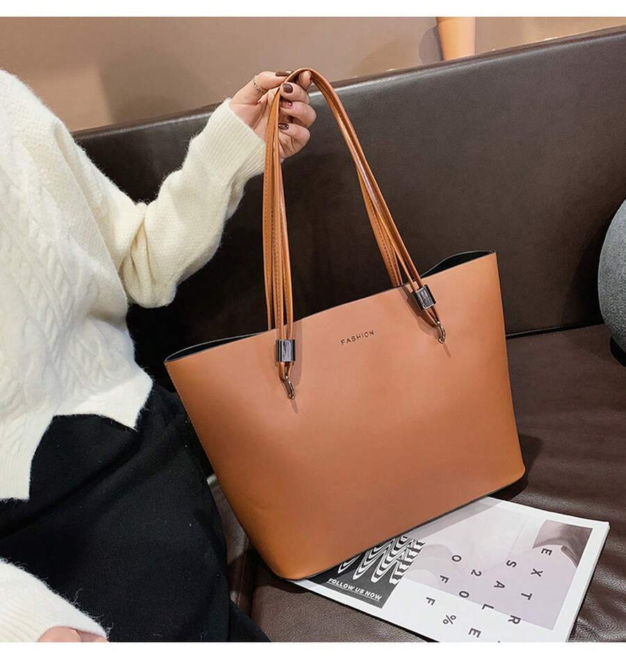 Tote Bag Large Shopping Bag For Women 21 Simple And Elegant Shoulder Bag Soft Leather Texture Commuter Tote Bag
