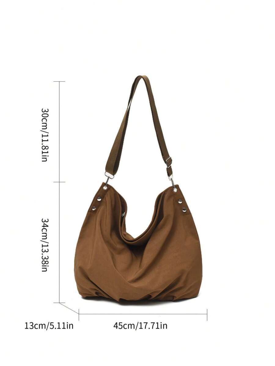 Korean Vintage Nylon Canvas Tote Bag For Women, New Large Capacity Shoulder Bag, Student Commuter Crossbody Bag