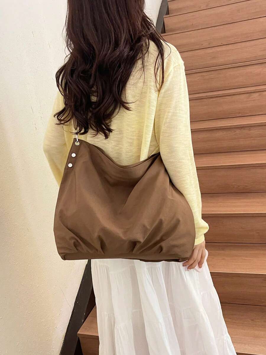 Korean Vintage Nylon Canvas Tote Bag For Women, New Large Capacity Shoulder Bag, Student Commuter Crossbody Bag