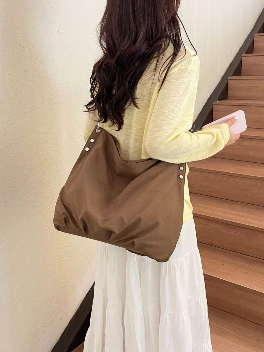 Korean Vintage Nylon Canvas Tote Bag For Women, New Large Capacity Shoulder Bag, Student Commuter Crossbody Bag