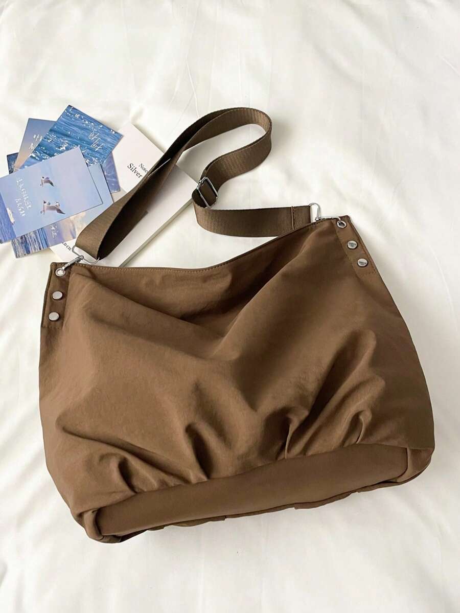 Korean Vintage Nylon Canvas Tote Bag For Women, New Large Capacity Shoulder Bag, Student Commuter Crossbody Bag