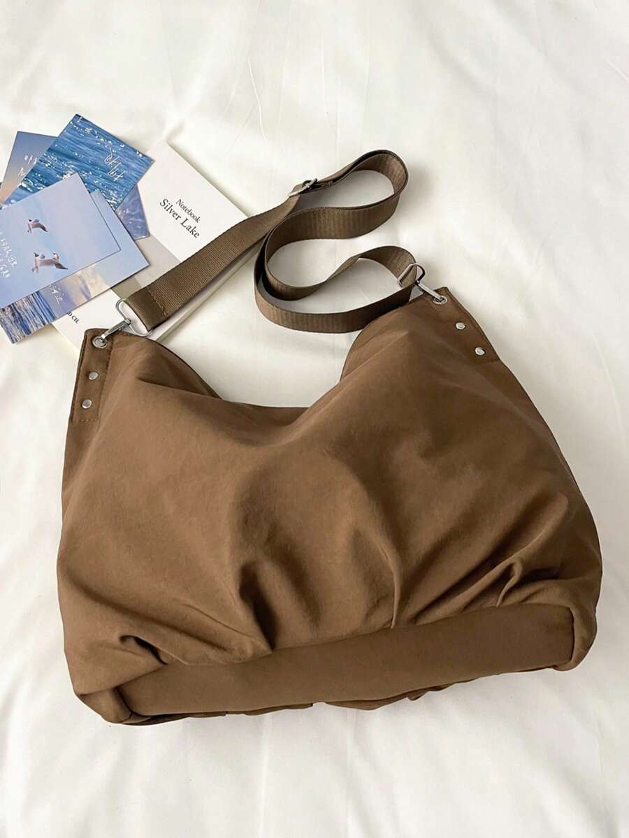 Korean Vintage Nylon Canvas Tote Bag For Women, New Large Capacity Shoulder Bag, Student Commuter Crossbody Bag