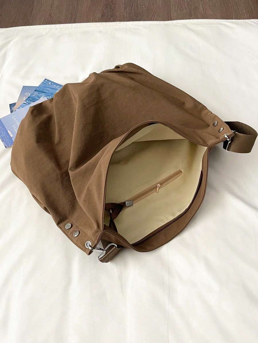 Korean Vintage Nylon Canvas Tote Bag For Women, New Large Capacity Shoulder Bag, Student Commuter Crossbody Bag